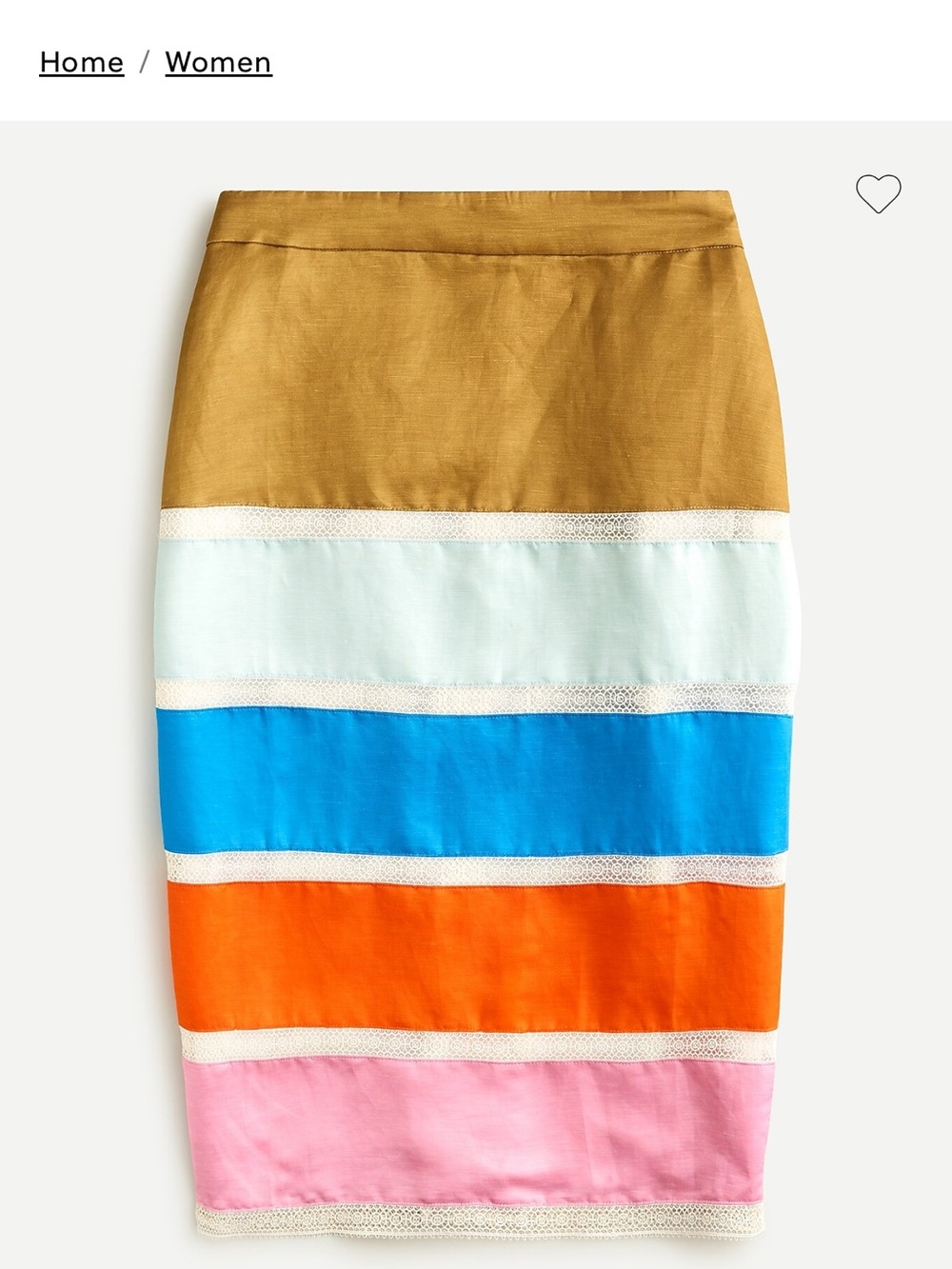 Colorblock Linen Pencil Skirt - Multi
